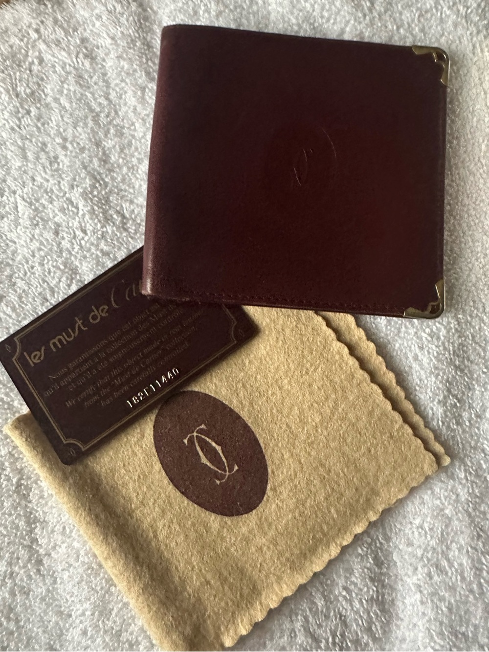 Vintage Cartier Must de Cartier Burgundy Leather Bi-fold Wallet Full Set - Picture 3 of 10